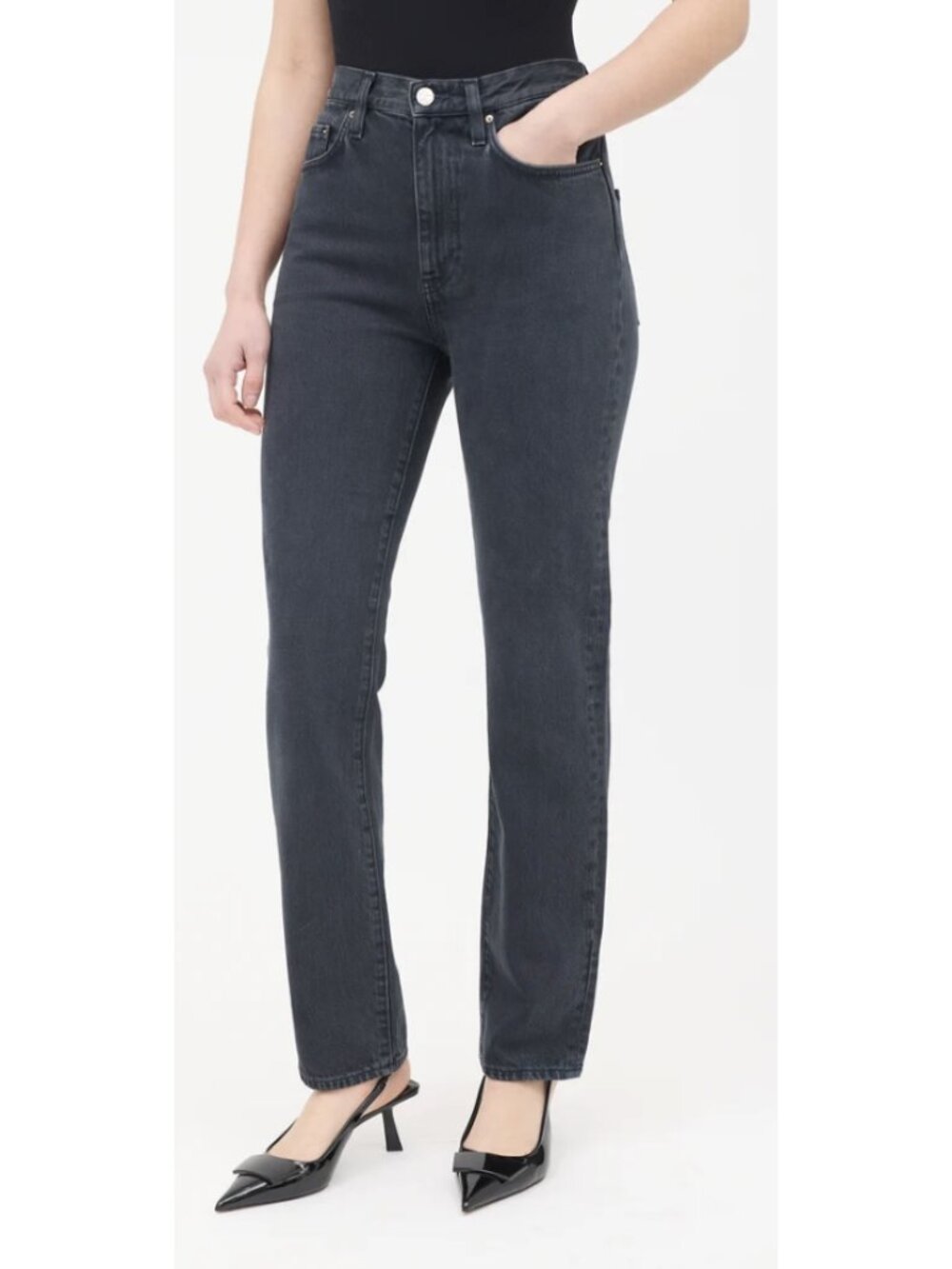 TOTEME Regular Fit High Waist Straight Leg Jeans Vintage Black 25 Minimalist